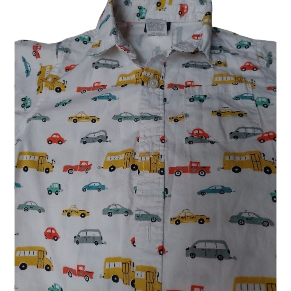 Kids Car Print Shirt - White